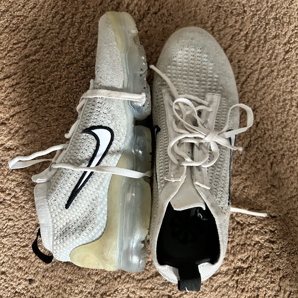 Nike Cream and Black Flyknit Shoes